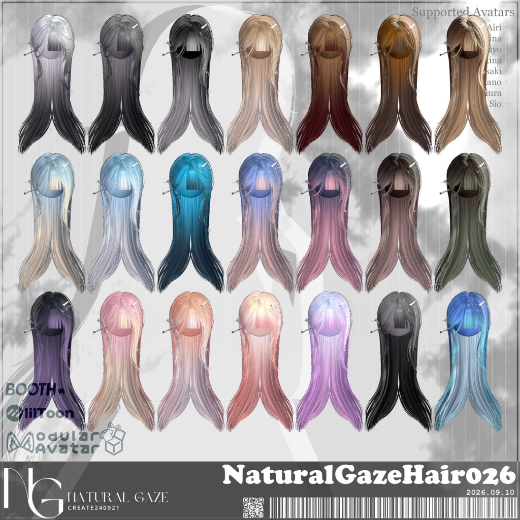 【8アバター対応】NaturalGazeHair026