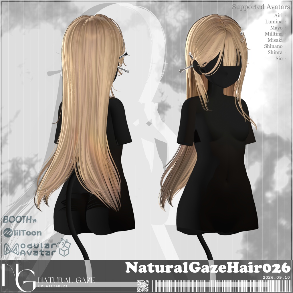 【8アバター対応】NaturalGazeHair026
