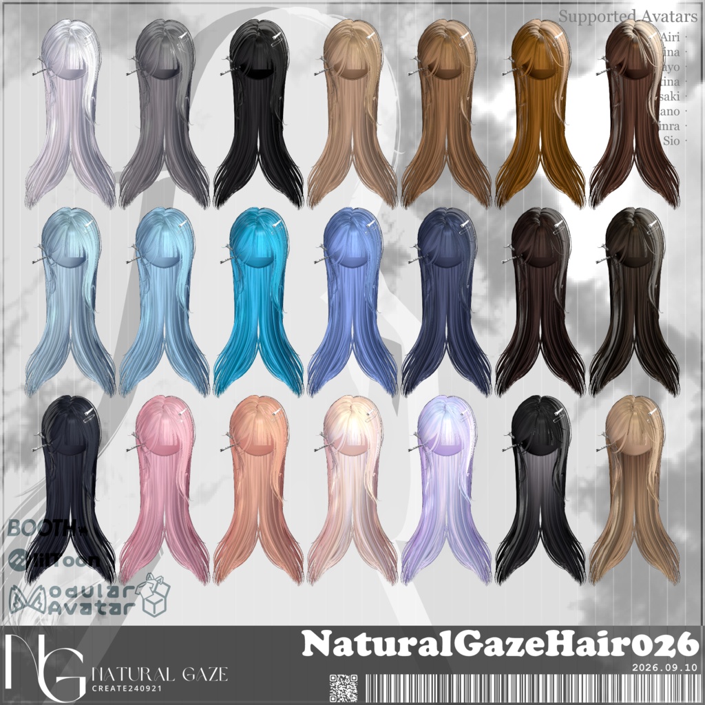 【8アバター対応】NaturalGazeHair026