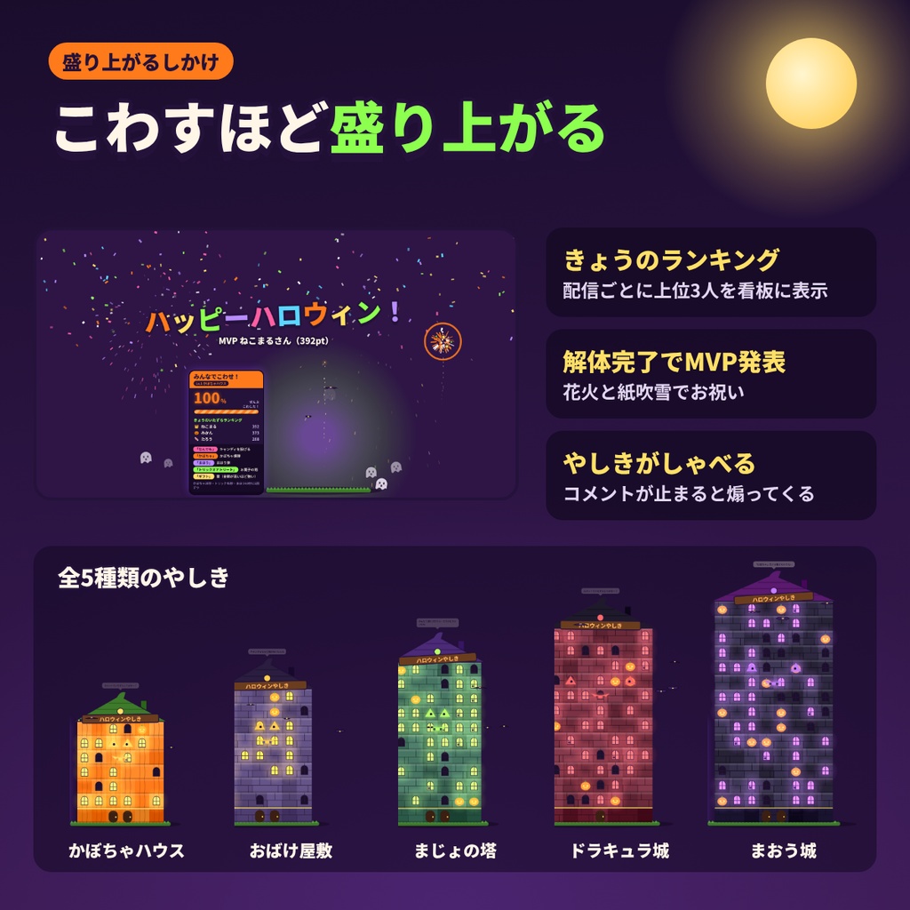 【わんコメ対応】みんなでこわせ!ハロウィンやしき|コメントでおばけ屋敷をこわす配信ミニゲーム【無料お試し版あり/OBS/VTuber】