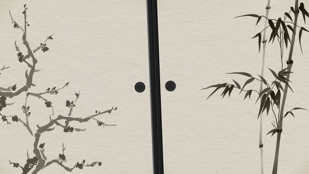 和風ふすまワイプ & 金屏風タイトル