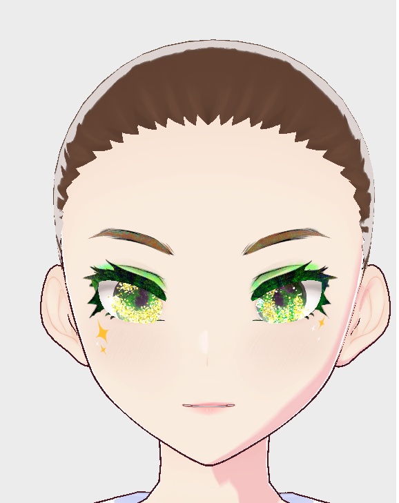 Eye texture green, eyebrows highlight and eyelid eyelashes and eyeliner Vroid for 3D vtuber