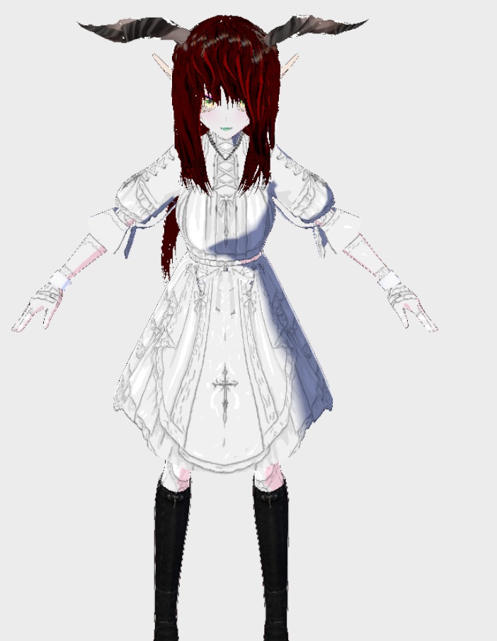 White dress vroid item - .vroidcustomitem and .xwear