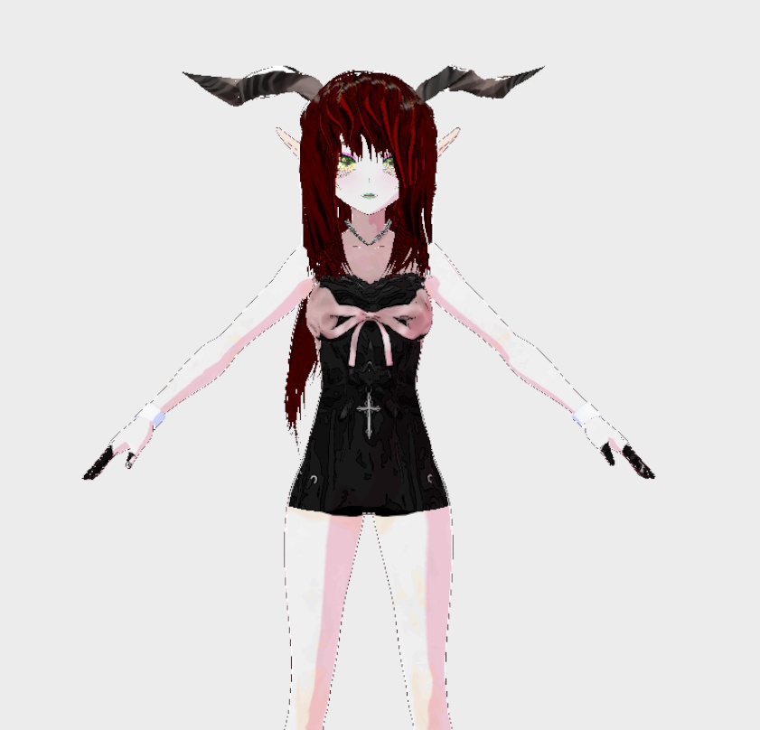 Pink and black corset top body item vroid