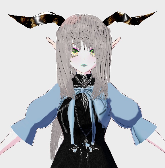 Platinum white hair and horns vroid items .vroidcustomitem