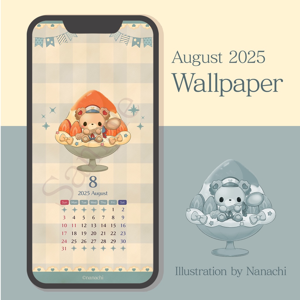 【7chips】August 2025 / Calendar Wallpaper❤︎