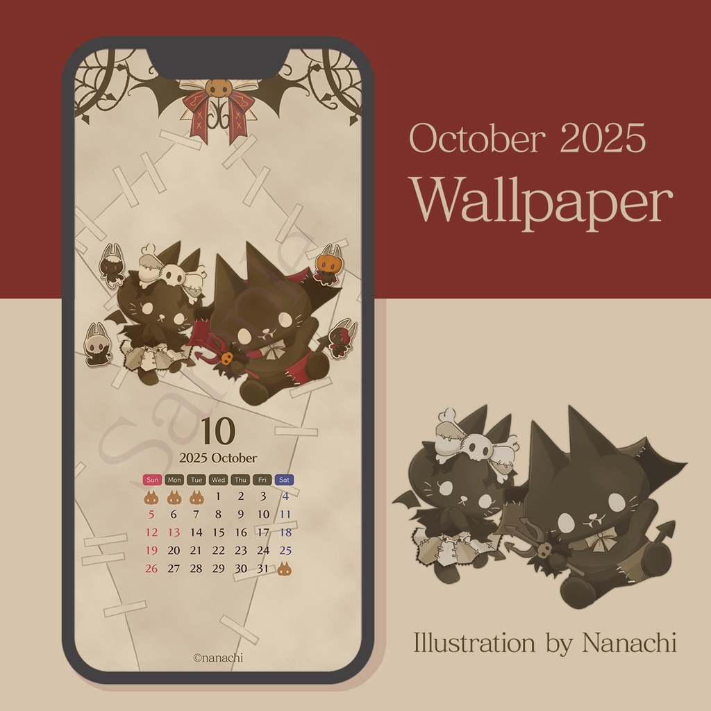 【7chips】October 2025 / Calendar Wallpaper❤︎