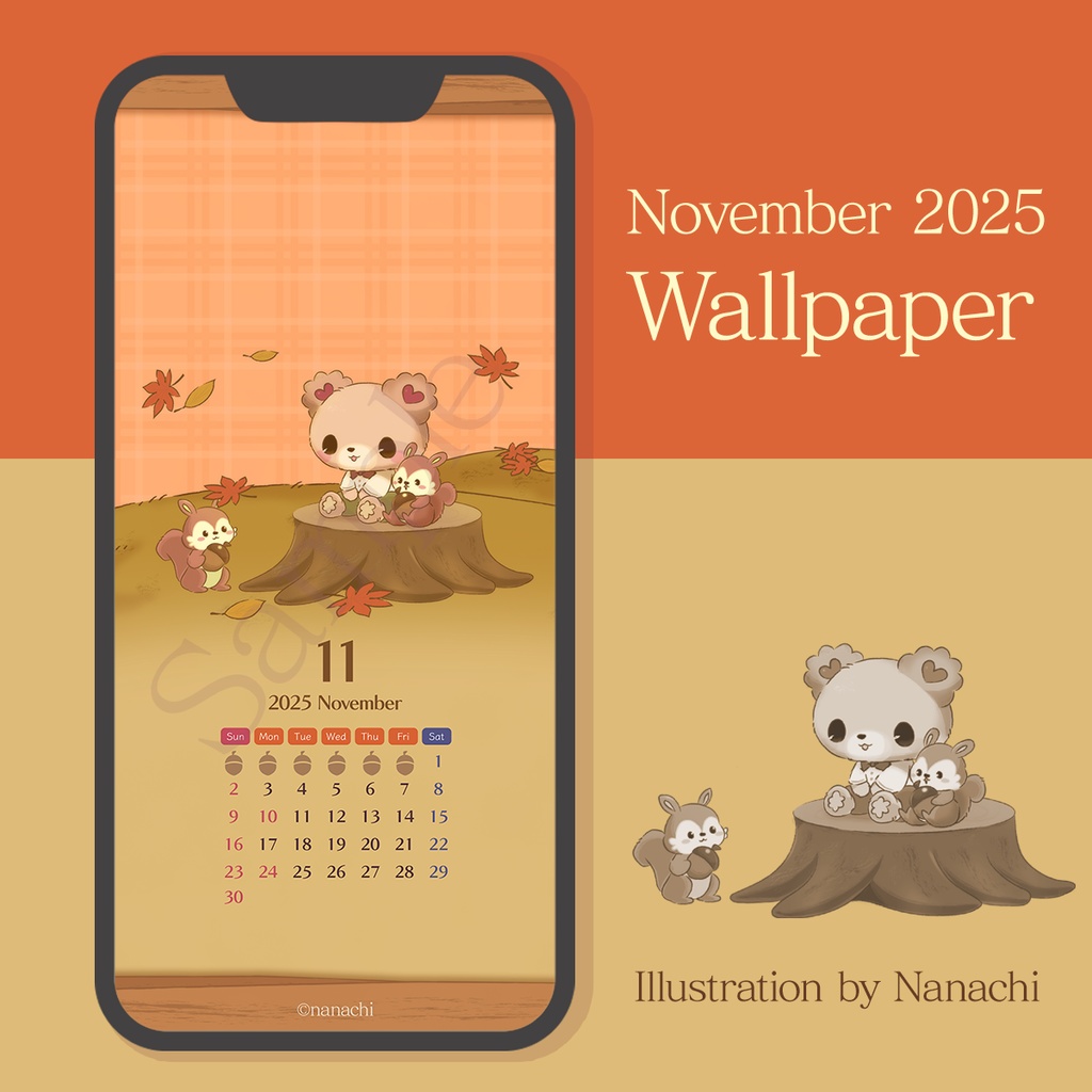 【7chips】November 2025 / Calendar Wallpaper❤︎