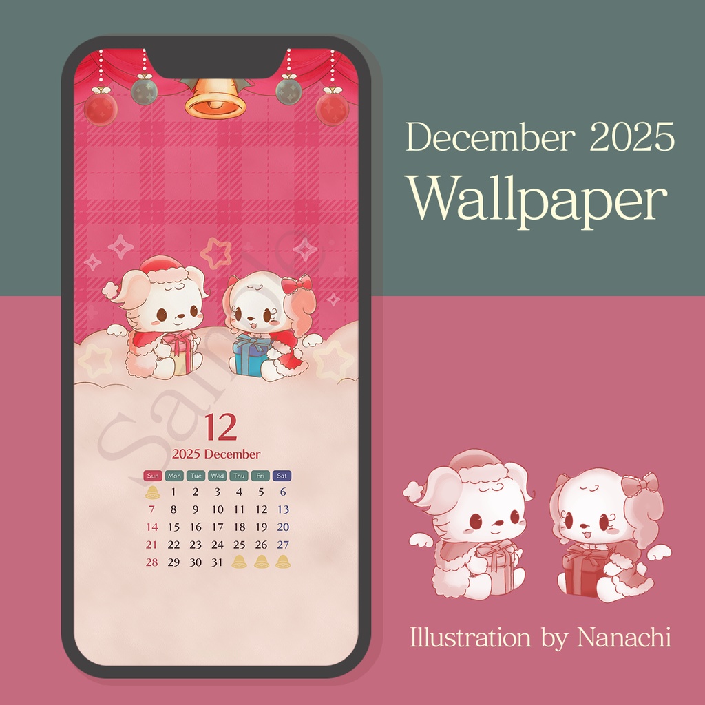 【7chips】December 2025 / Calendar Wallpaper❤︎