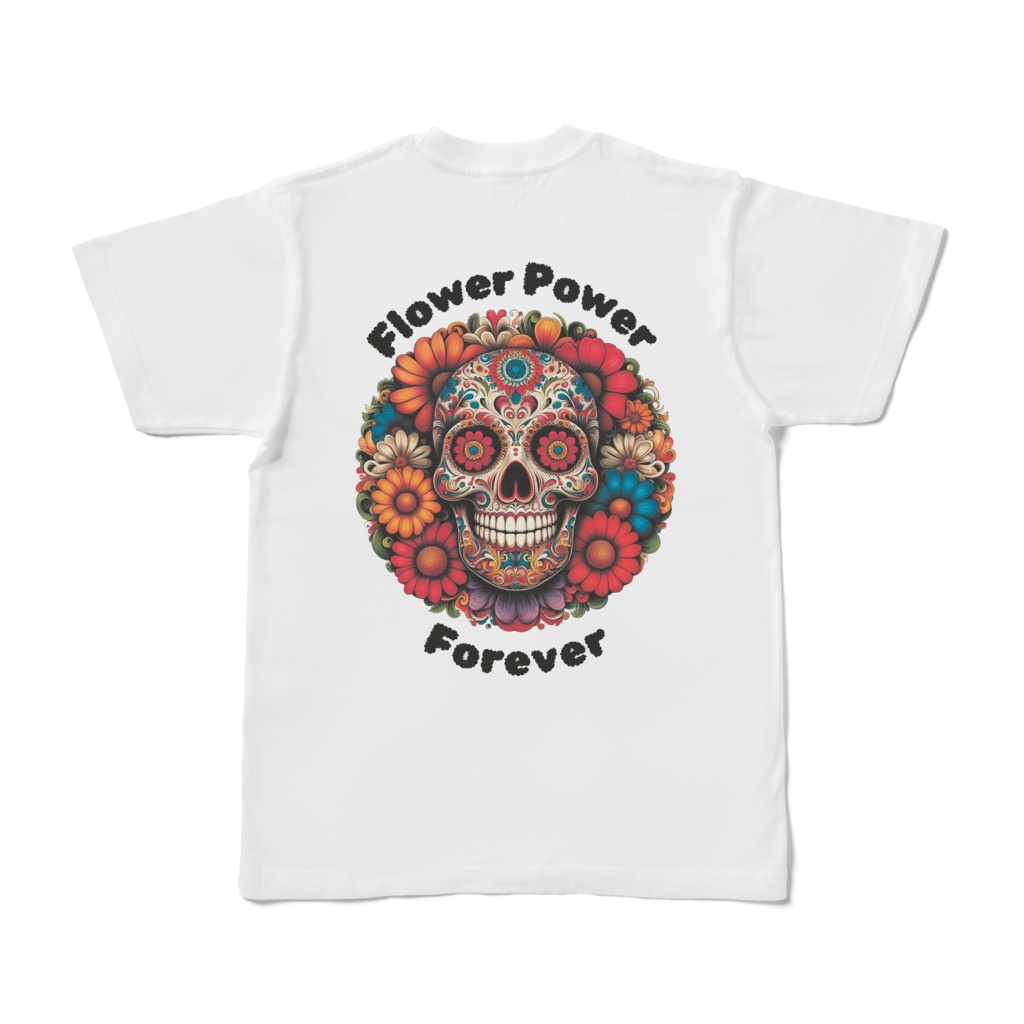 Flower Skull Tシャツ - 背面