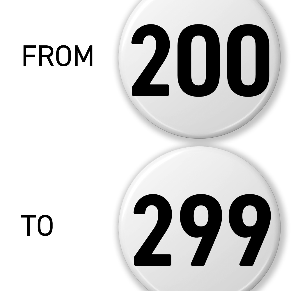 【200〜299】数字の缶バッジ- 32mm
