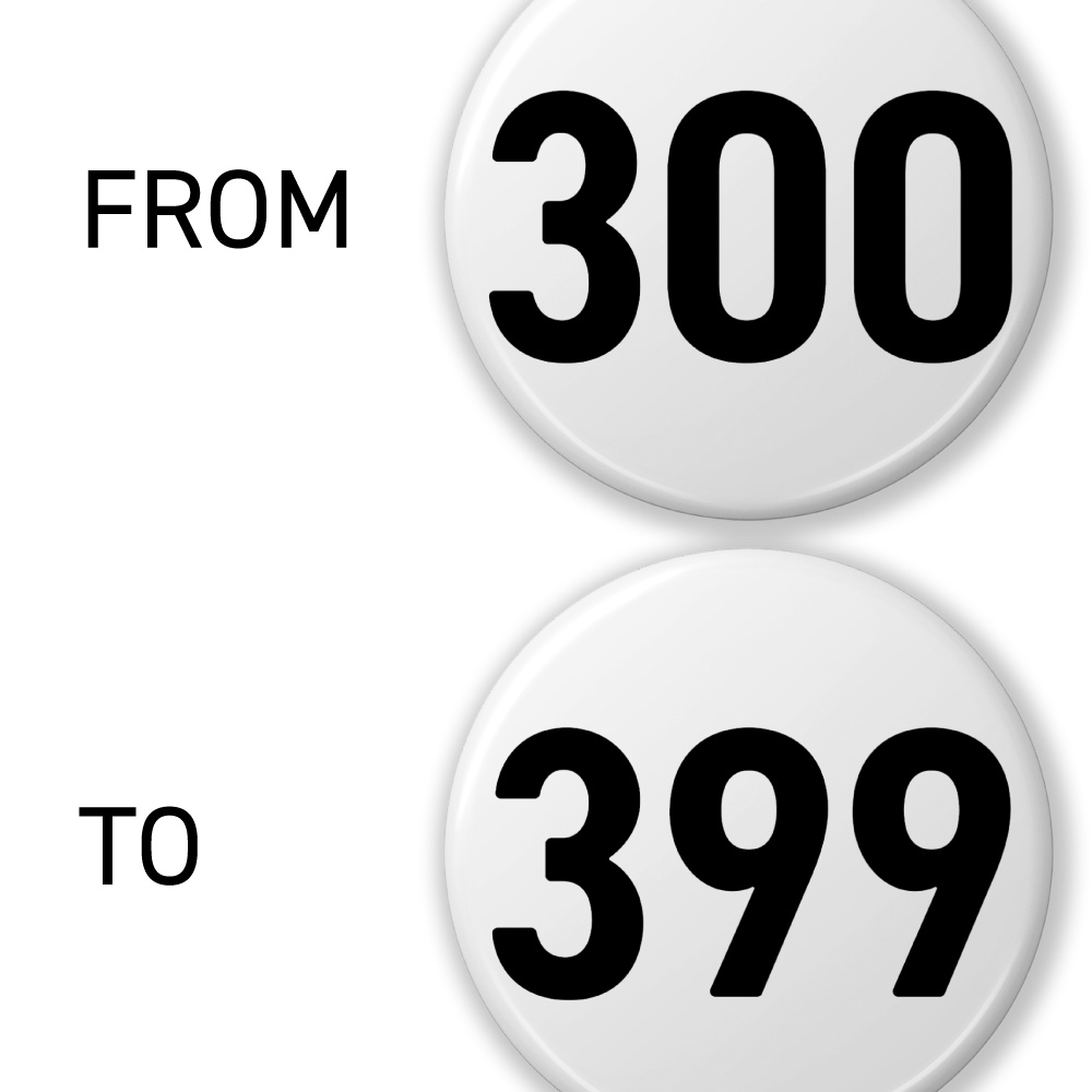 【300〜399】数字の缶バッジ- 32mm