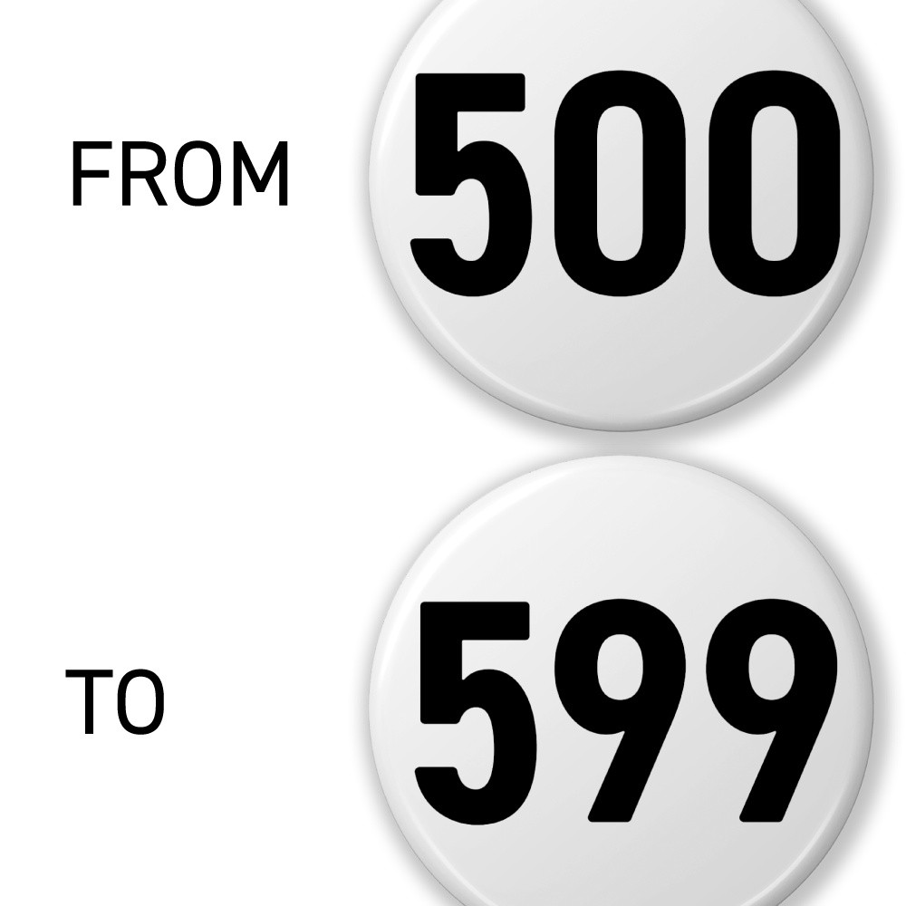 【500〜599】数字の缶バッジ- 32mm