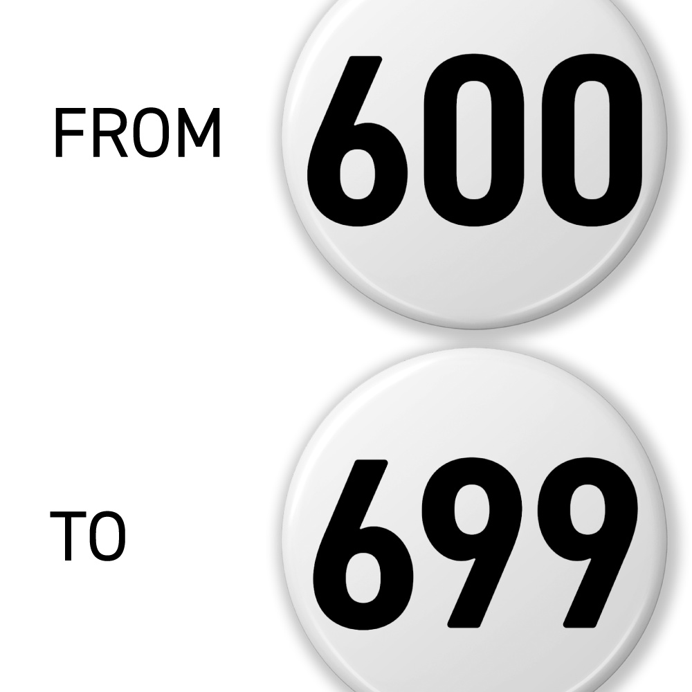 【600〜699】数字の缶バッジ- 32mm