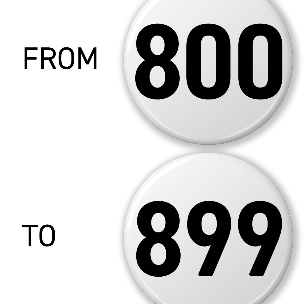 【800〜899】数字の缶バッジ- 32mm