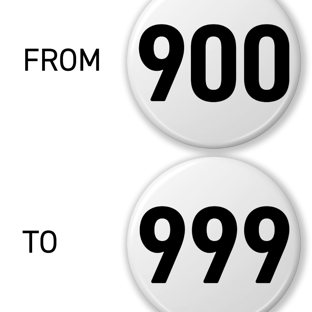 【900〜999】数字の缶バッジ- 32mm