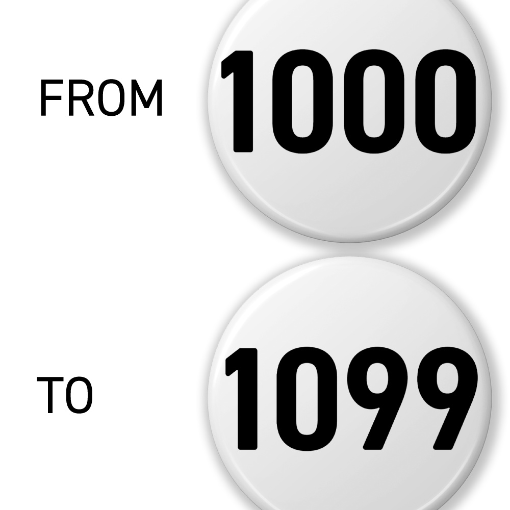 【1000〜1099】数字の缶バッジ- 32mm
