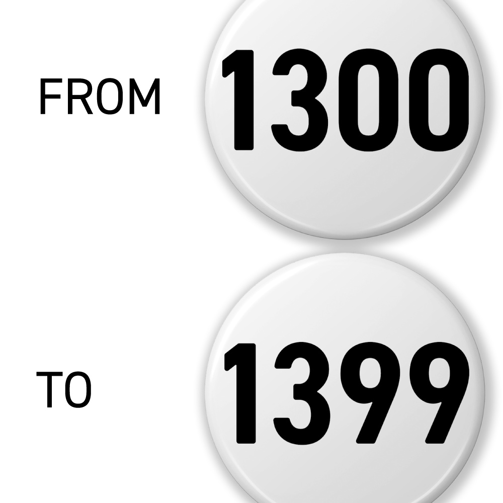 【1300〜1399】数字の缶バッジ- 32mm