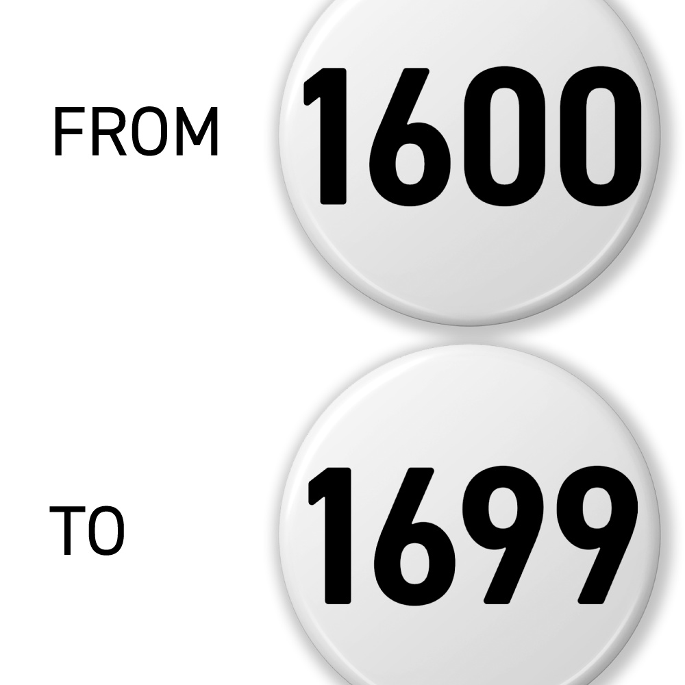 【1600〜1699】数字の缶バッジ- 32mm