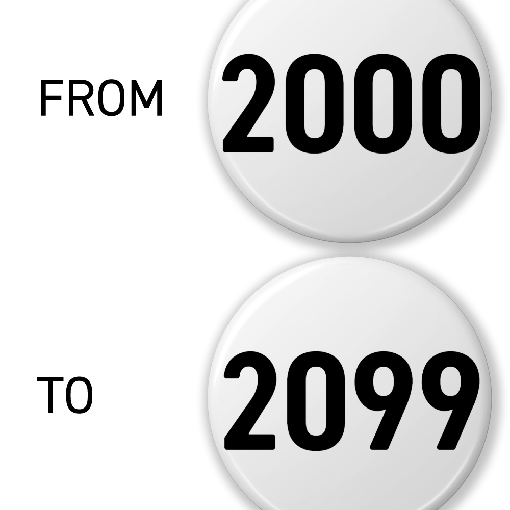 【2000〜2099】数字の缶バッジ- 32mm