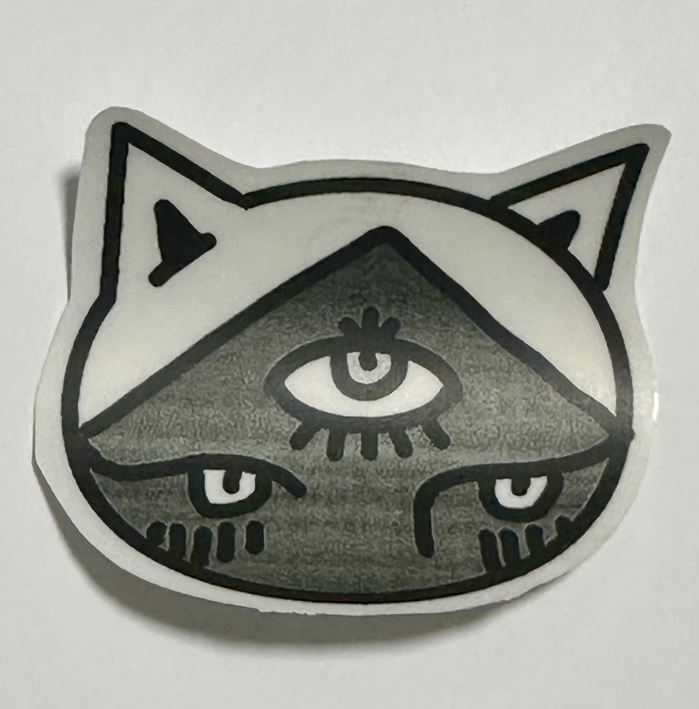 モノクロステッカー　三つ目ねこ