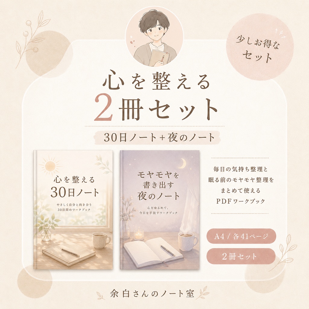 余白さんの心を整える2冊セット｜30日ノート＋夜のノート PDFワークブック
