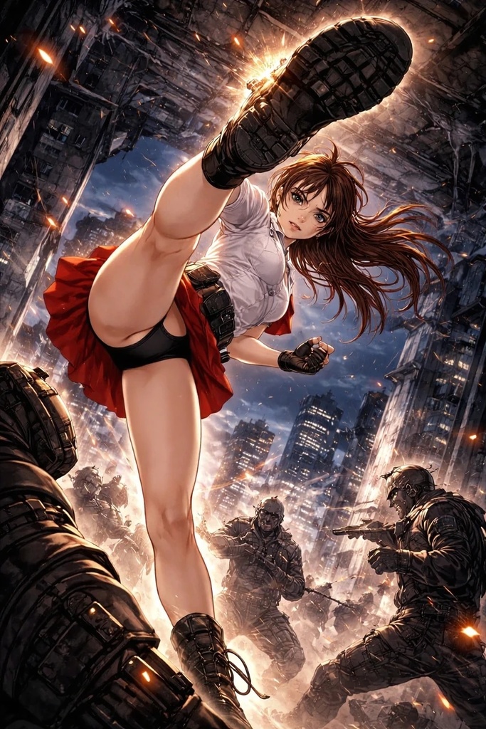 ミニスカ人妻刑事、中条由紀（30)のパンチラハイキックバトル（漫画）39ページ