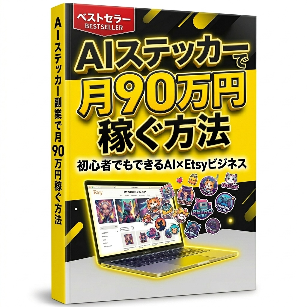 デザイン不要のAIステッカー副業術：1日10分の資産構築で月収90万円を目指すロードマップ