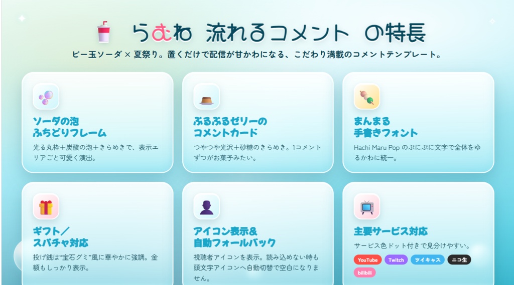 流れるコメント|わんコメ用コメントオーバーレイ