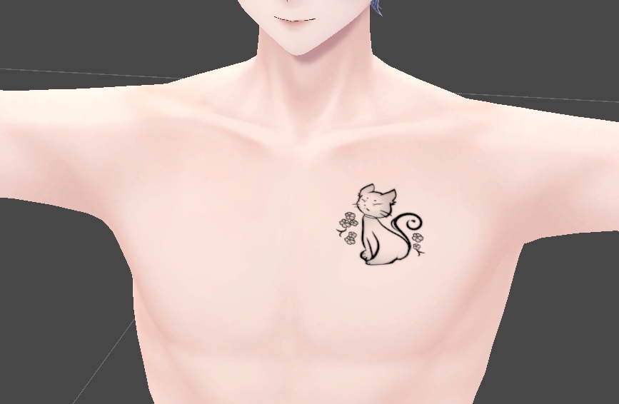 猫と花 タトゥー ワンポイント VRC 想定