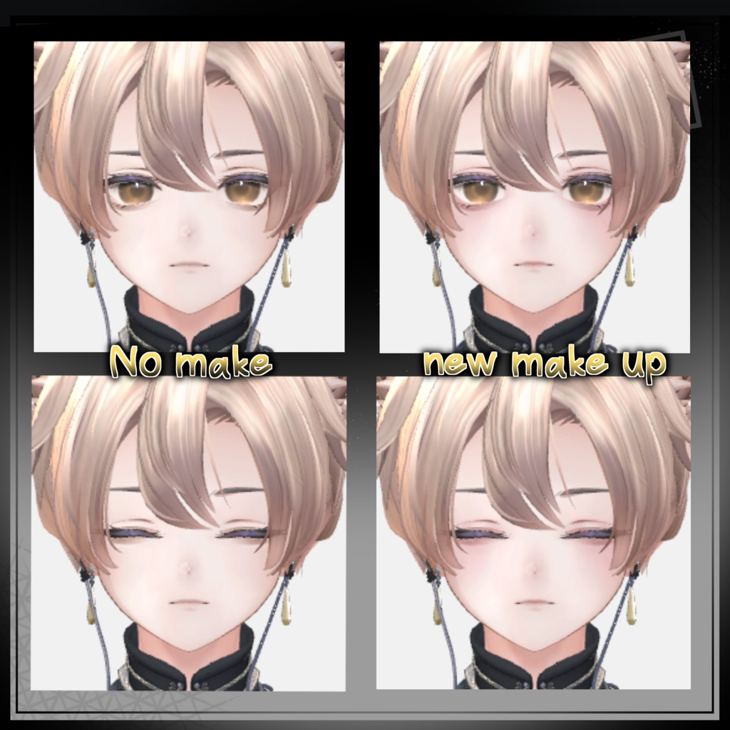 【 alue,nakiya,komano対応 】やんわりメイク ふと、目を逸らしたくなる、消えそうな美しさ。 make up メイクテクスチャ VRC想定