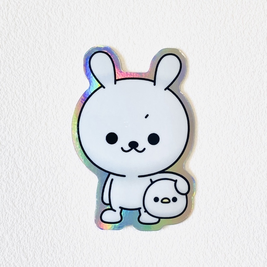 ひねくれうさぎダイカットステッカー(ホログラム)