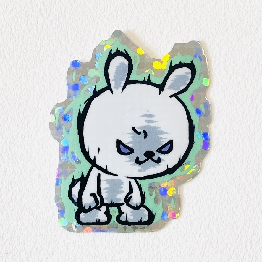 ひねくれうさぎダイカットステッカー(ホログラム)