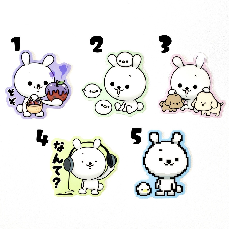 ひねくれうさぎダイカットステッカー(フチ部分に色あり)