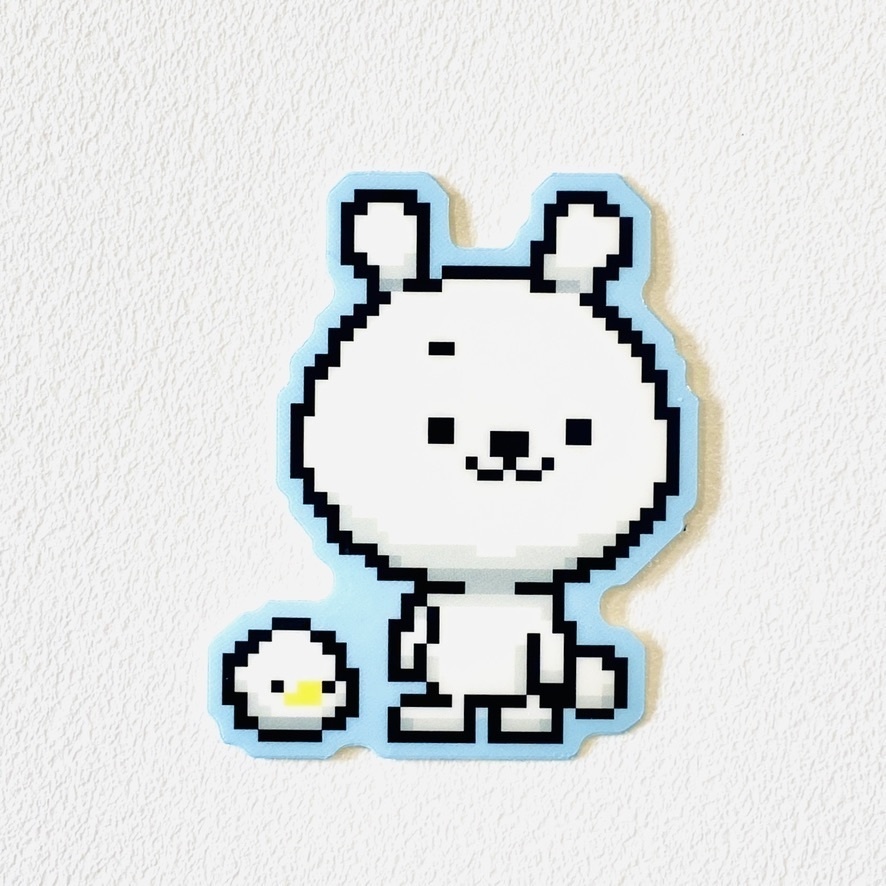 ひねくれうさぎダイカットステッカー(フチ部分に色あり)