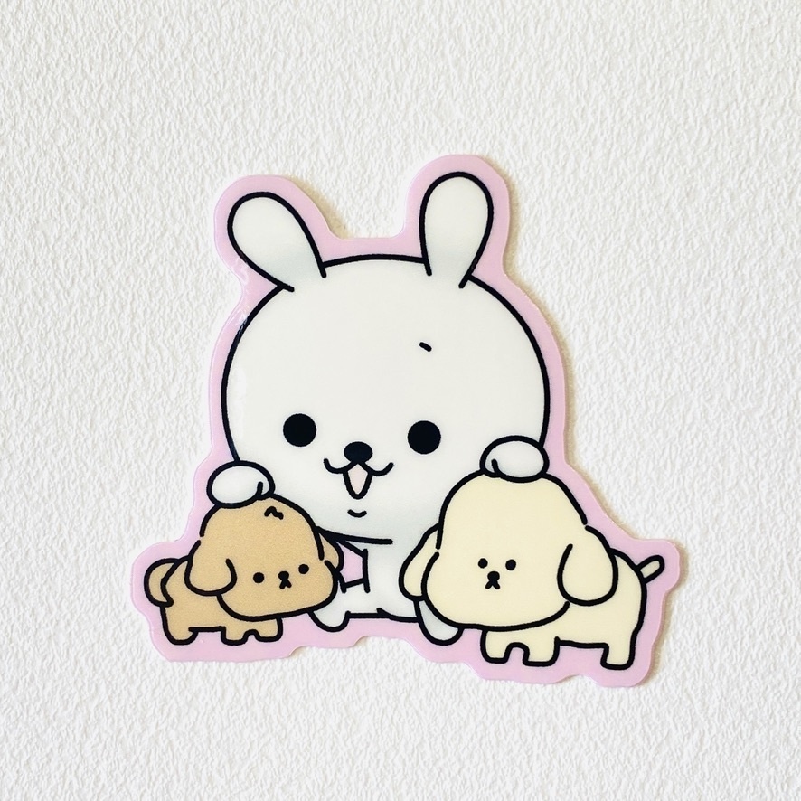 ひねくれうさぎダイカットステッカー(フチ部分に色あり)