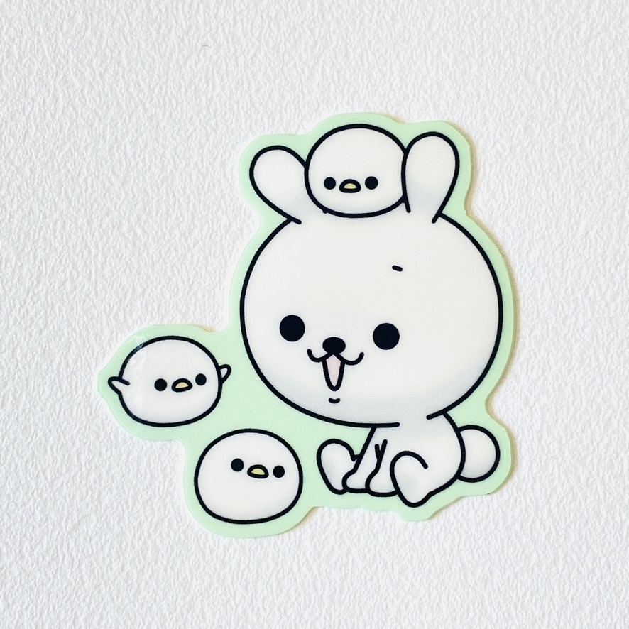 ひねくれうさぎダイカットステッカー(フチ部分に色あり)