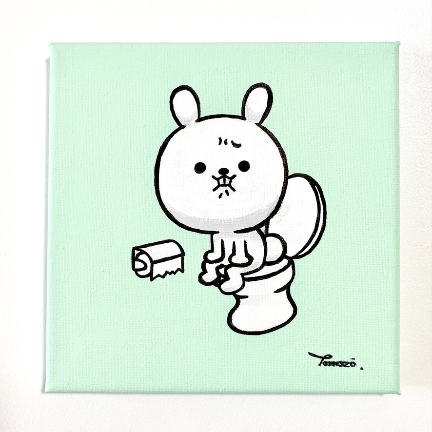 【SALE価格! ¥30000→¥19000】ひねくれうさぎキャンバス原画【大】「それ今じゃなきゃだめ？」