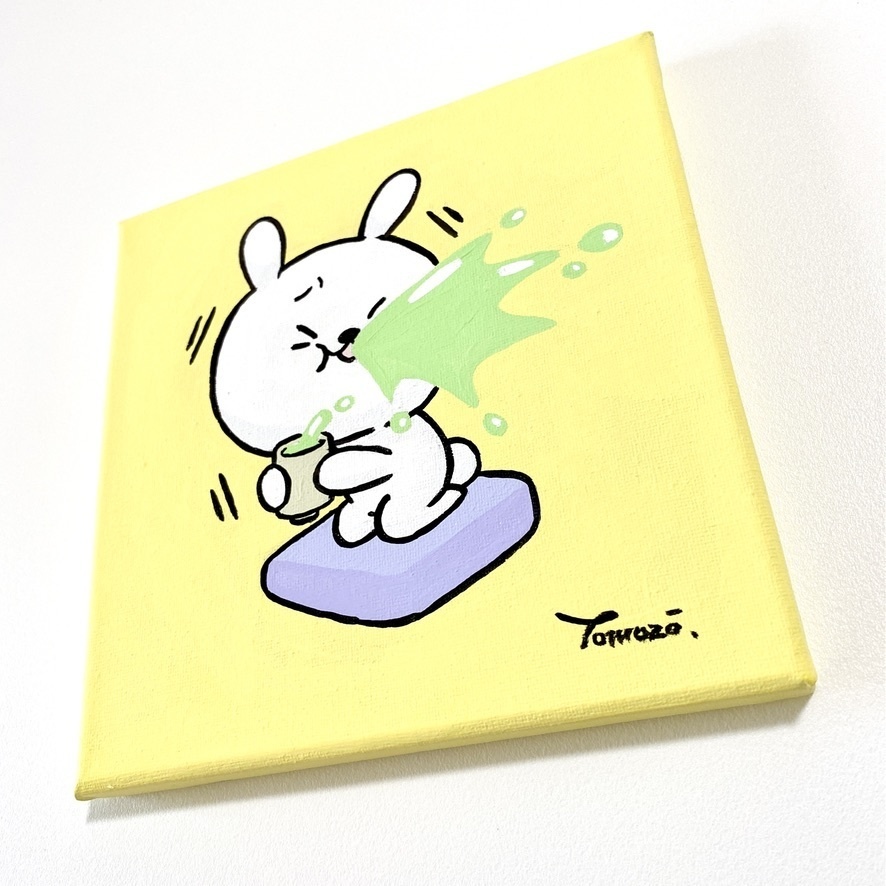 【SALE価格! ¥30000→¥19000】ひねくれうさぎキャンバス原画【大】「ぶふぉぉ」