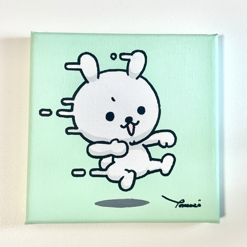 ひねくれうさぎキャンバス原画「アチョーッ」