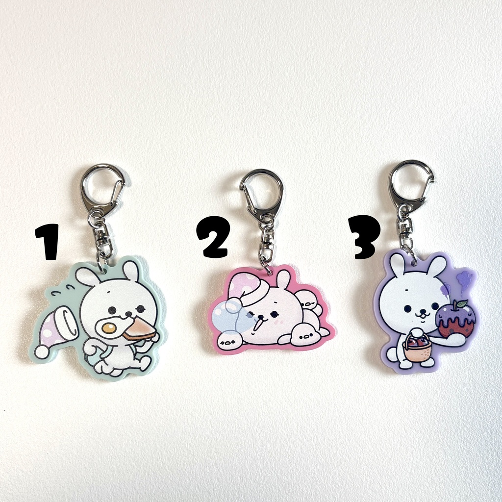 ひねくれうさぎ不透明カラーアクリルキーホルダー