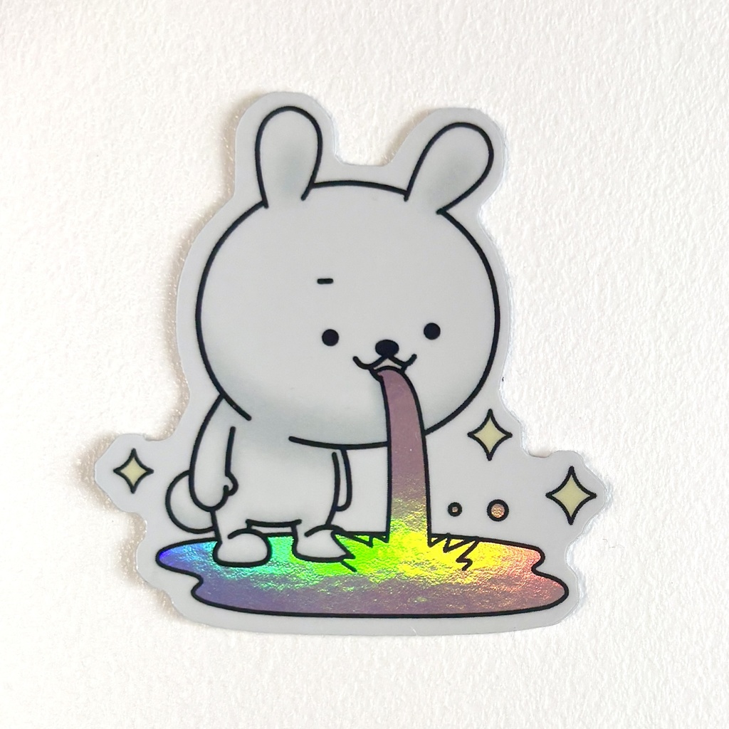 ひねくれうさぎダイカットステッカー(ちょいホログラム)
