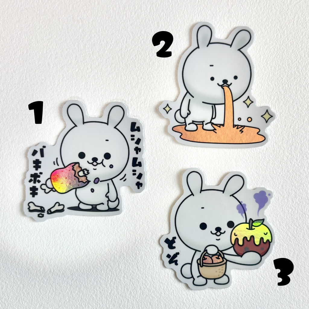 ひねくれうさぎダイカットステッカー(ちょいホログラム)