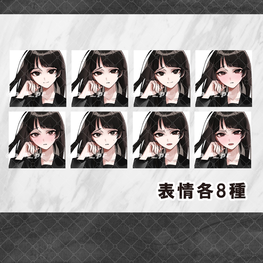 【立ち絵】黒髪ロング_黒セーラー_学生_差分有り