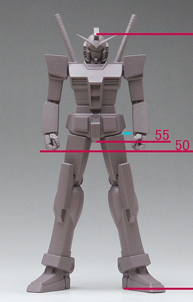 ファーストガンダム像Ver1.3a(胴短タイプ)、頭長150mmモデル、3Dプリント用stlデータ