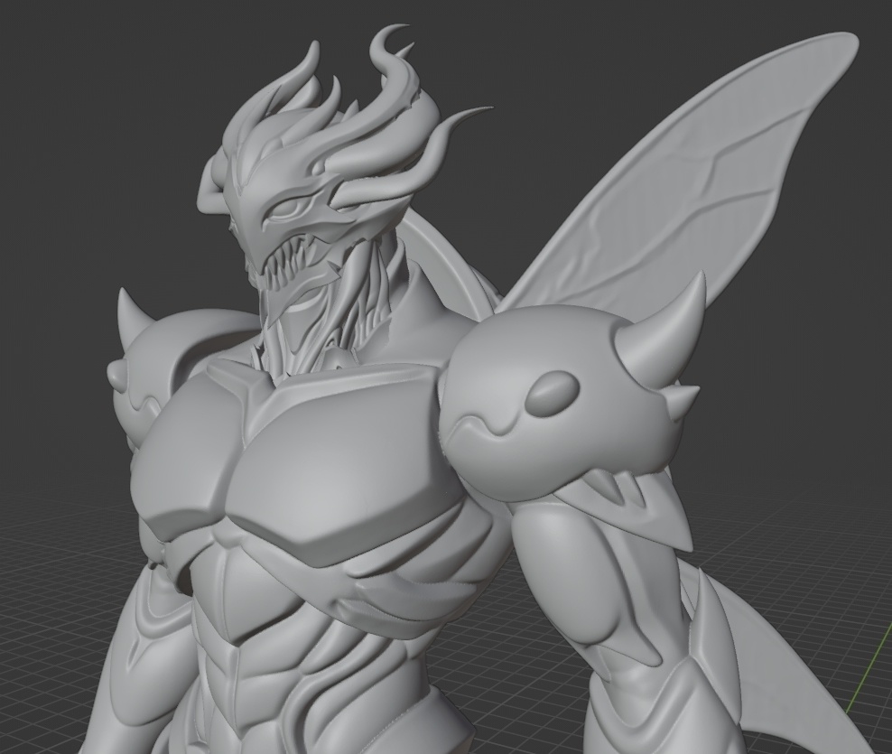 オリジナルオーラバトラー像A 頭長150ミリ、3Dプリント用stlデータ（AI活用）*プリント未確認データ*