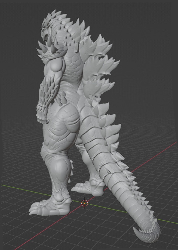 新提案形ゴジララフモデル像 頭長150ミリ(AI活用)*プリント未確認データ*