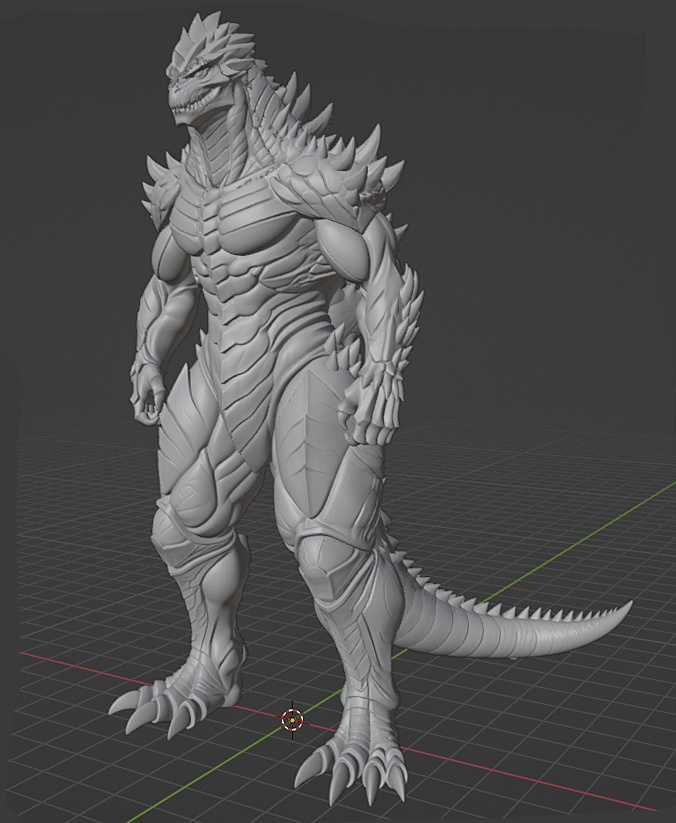 新提案形ゴジララフモデル像 頭長150ミリ(AI活用)*プリント未確認データ*