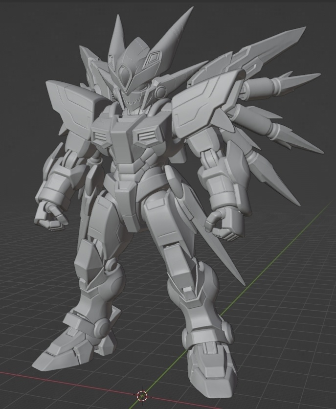 オリジナルSDガンダム、ワームガンダム像 頭長100ミリ(AI活用)*プリント未確認データ*