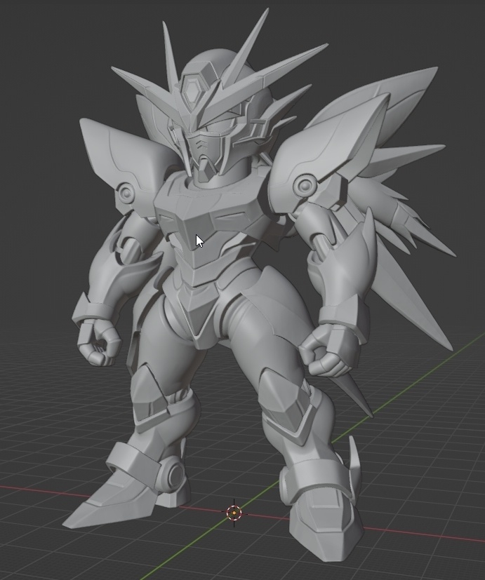 オリジナルSDガンダム、SDガンダムゼノヴァン像 頭長100ミリ(AI活用)*プリント未確認データ*